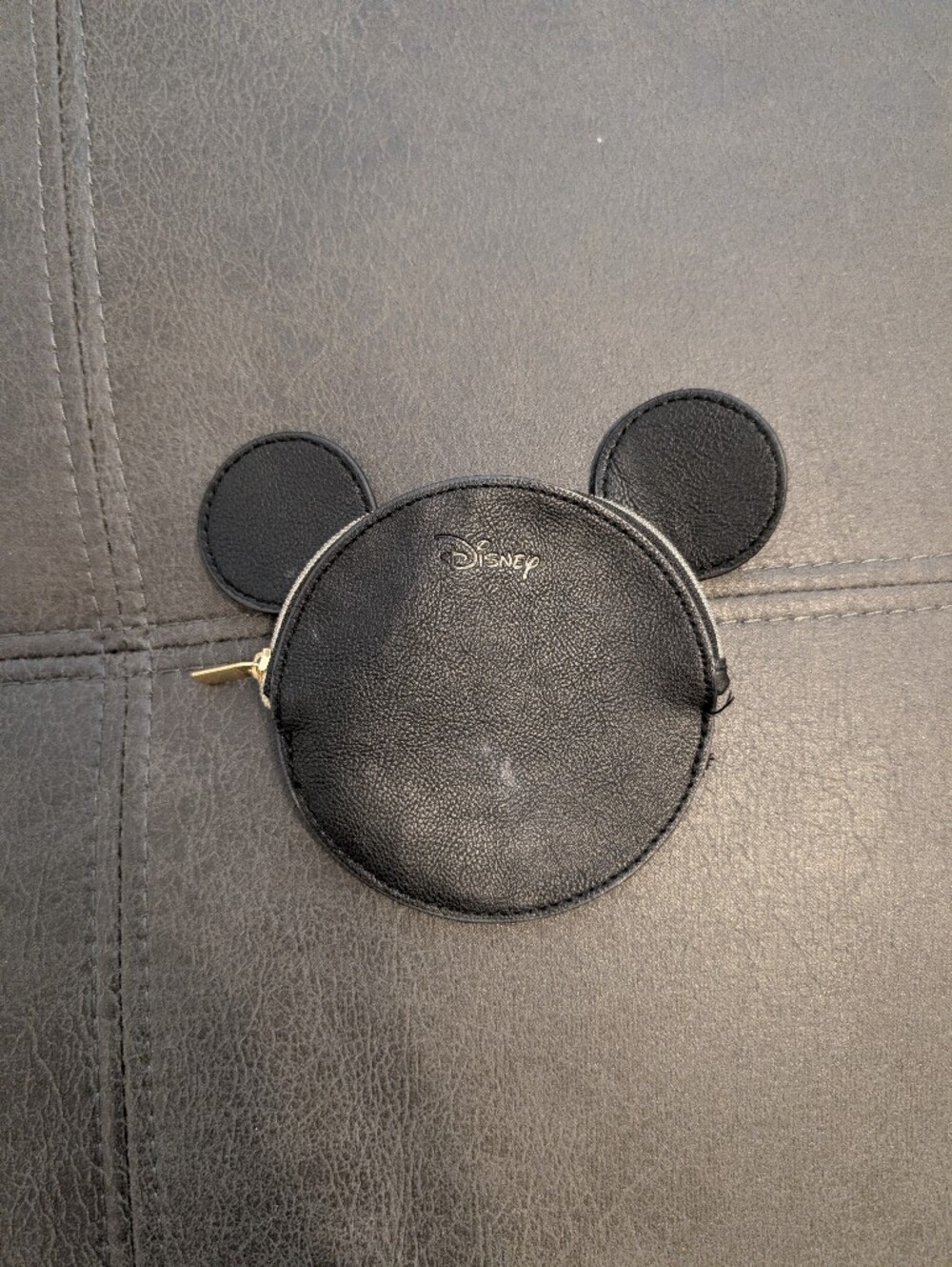 Disney Black Mickey Ear Coin Case with Gold Zipper